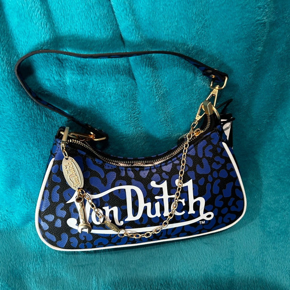Von Dutch Black and Blue Shoulder Bag